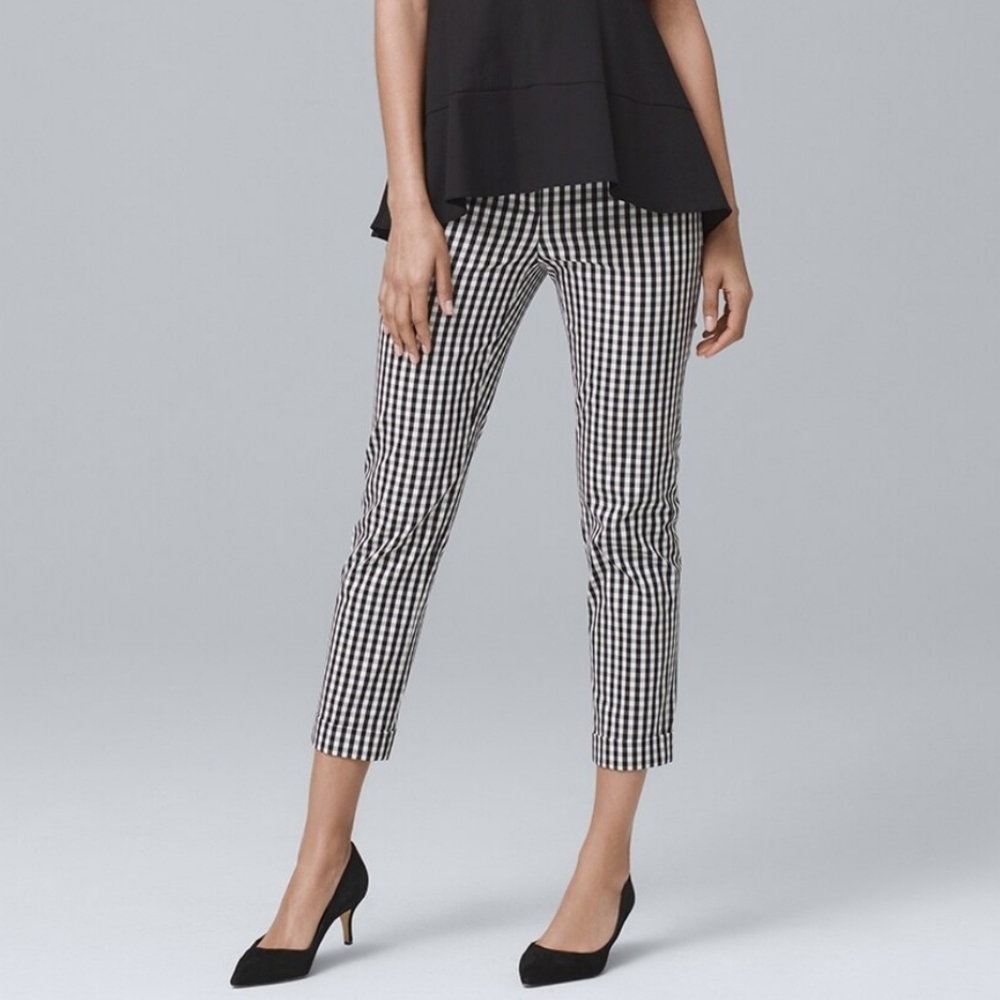 WHBM gingham slim crop pants